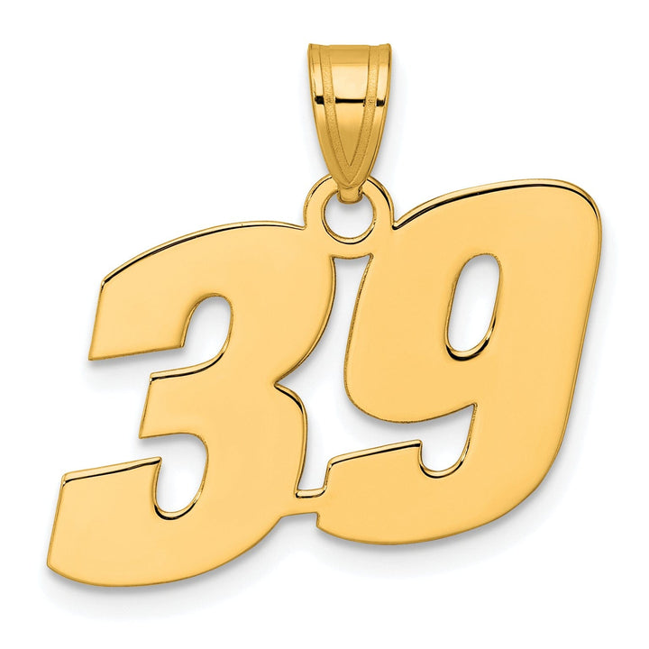 Lovely Rita's Pendants & Charms 14k Yellow Gold Polished Finish Block Script Design Number 39 Charm Pendant