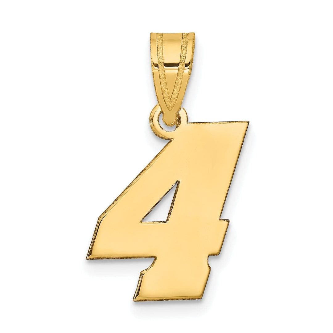 Lovely Rita's Pendants & Charms 14k Yellow Gold Polished Finish Block Script Design Number 4 Charm Pendant