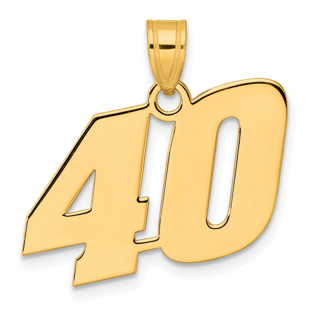 Lovely Rita's Pendants & Charms 14k Yellow Gold Polished Finish Block Script Design Number 40 Charm Pendant
