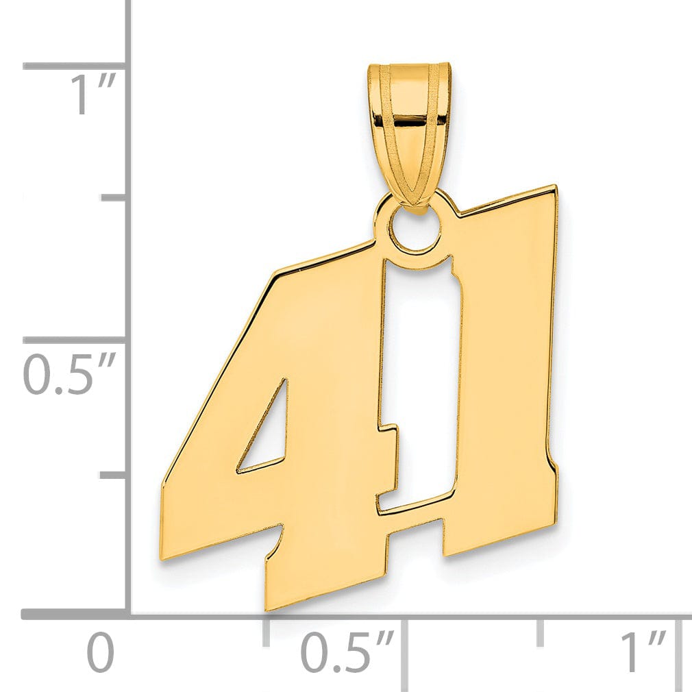 Lovely Rita's Pendants & Charms 14k Yellow Gold Polished Finish Block Script Design Number 41 Charm Pendant