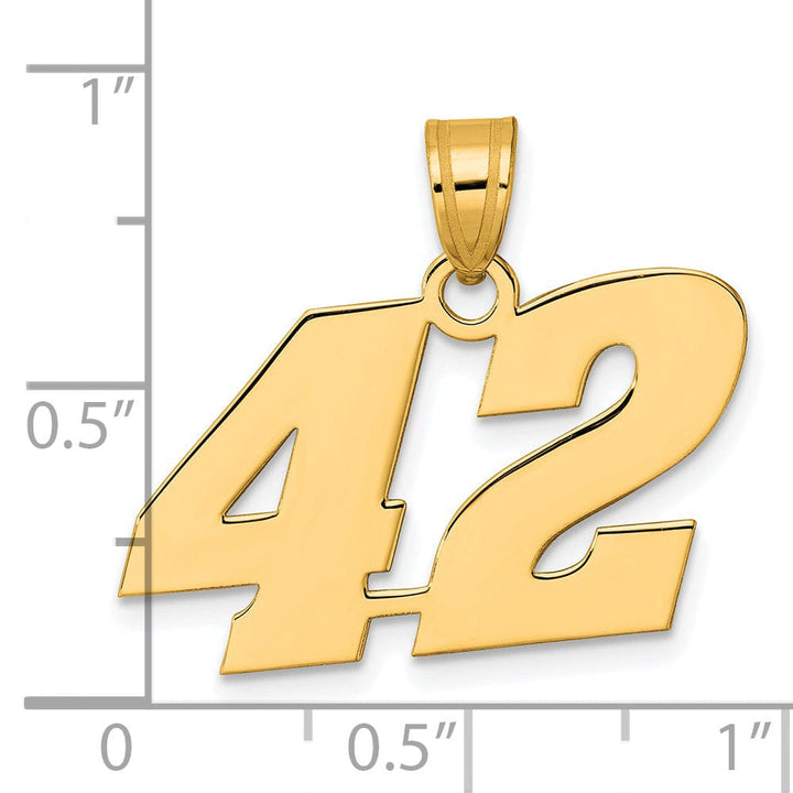 Lovely Rita's Pendants & Charms 14k Yellow Gold Polished Finish Block Script Design Number 42 Charm Pendant