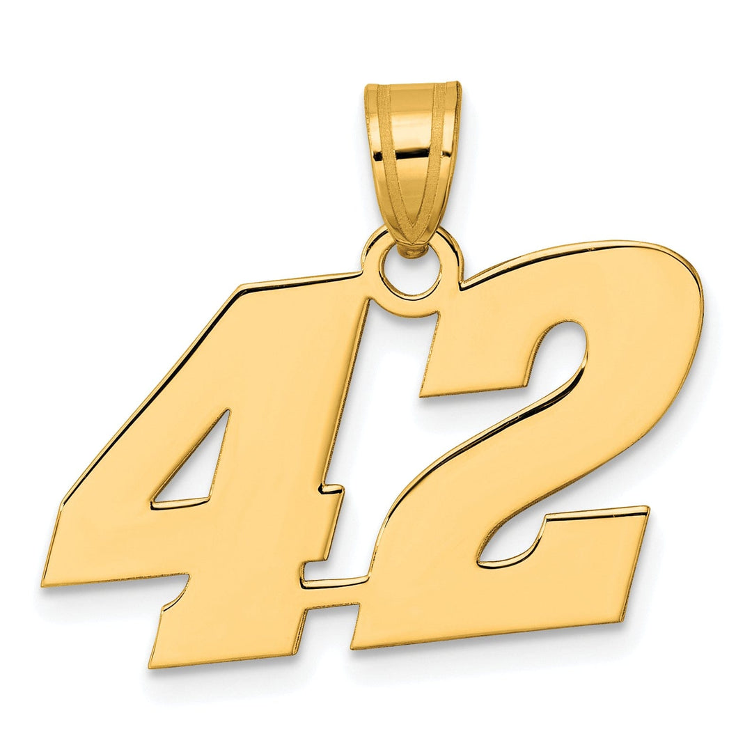 Lovely Rita's Pendants & Charms 14k Yellow Gold Polished Finish Block Script Design Number 42 Charm Pendant