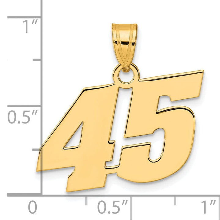 Lovely Rita's Pendants & Charms 14k Yellow Gold Polished Finish Block Script Design Number 45 Charm Pendant