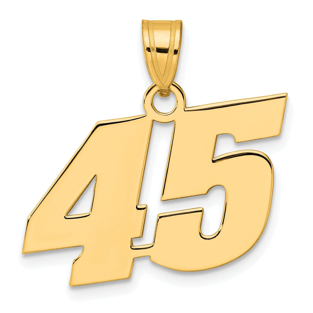 Lovely Rita's Pendants & Charms 14k Yellow Gold Polished Finish Block Script Design Number 45 Charm Pendant
