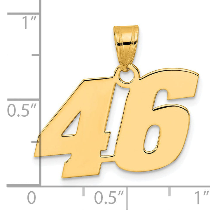Lovely Rita's Pendants & Charms 14k Yellow Gold Polished Finish Block Script Design Number 46 Charm Pendant