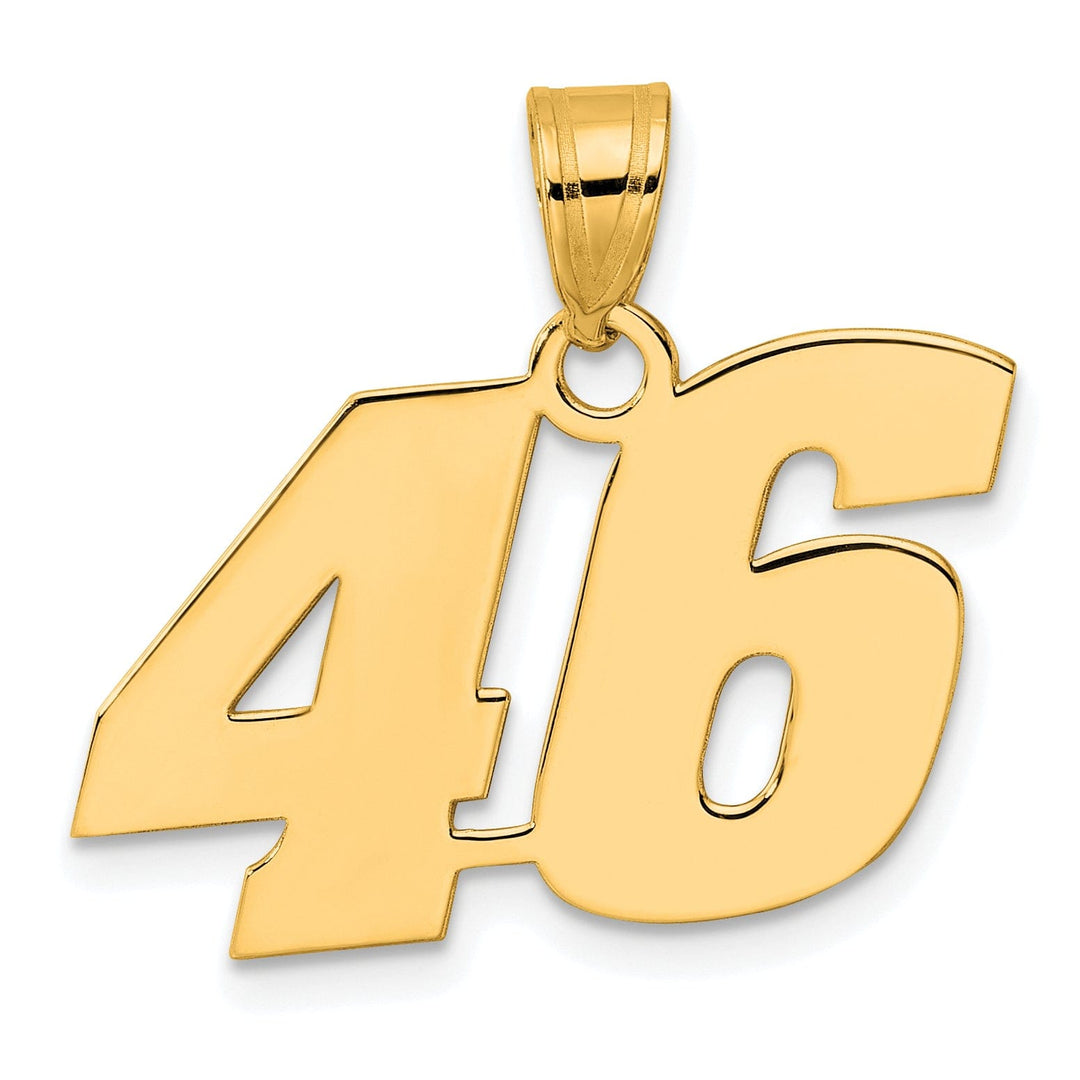 Lovely Rita's Pendants & Charms 14k Yellow Gold Polished Finish Block Script Design Number 46 Charm Pendant