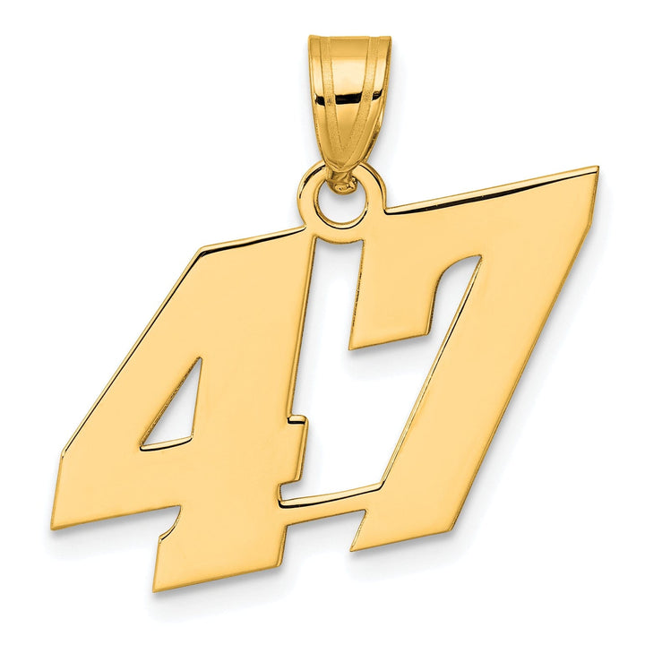 Lovely Rita's Pendants & Charms 14k Yellow Gold Polished Finish Block Script Design Number 47 Charm Pendant