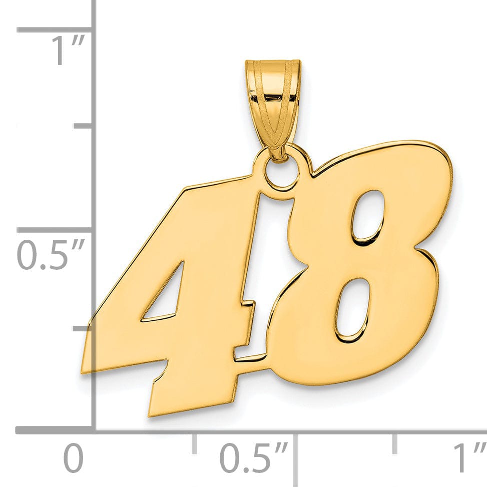 Lovely Rita's Pendants & Charms 14k Yellow Gold Polished Finish Block Script Design Number 48 Charm Pendant