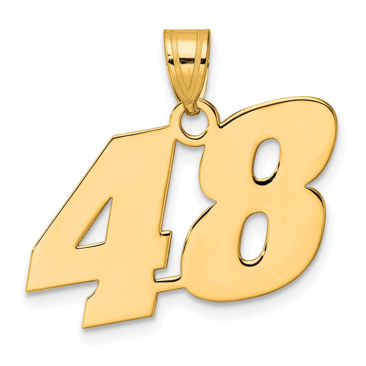Lovely Rita's Pendants & Charms 14k Yellow Gold Polished Finish Block Script Design Number 48 Charm Pendant