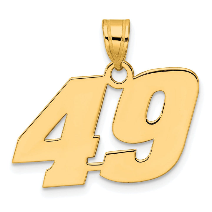 Lovely Rita's Pendants & Charms 14k Yellow Gold Polished Finish Block Script Design Number 49 Charm Pendant