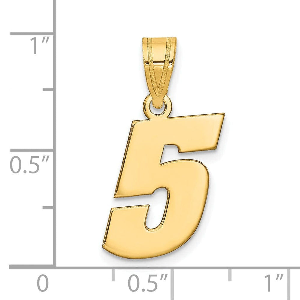 Lovely Rita's Pendants & Charms 14k Yellow Gold Polished Finish Block Script Design Number 5 Charm Pendant