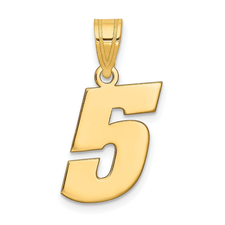 Lovely Rita's Pendants & Charms 14k Yellow Gold Polished Finish Block Script Design Number 5 Charm Pendant