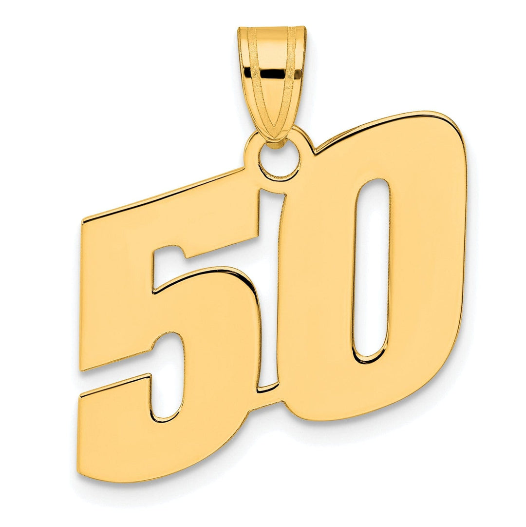 Lovely Rita's Pendants & Charms 14k Yellow Gold Polished Finish Block Script Design Number 50 Charm Pendant