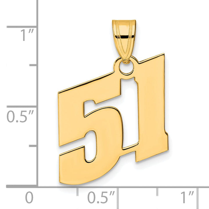Lovely Rita's Pendants & Charms 14k Yellow Gold Polished Finish Block Script Design Number 51 Charm Pendant