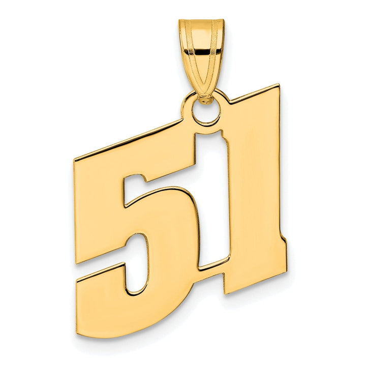 Lovely Rita's Pendants & Charms 14k Yellow Gold Polished Finish Block Script Design Number 51 Charm Pendant