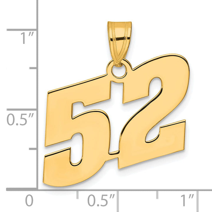 Lovely Rita's Pendants & Charms 14k Yellow Gold Polished Finish Block Script Design Number 52 Charm Pendant
