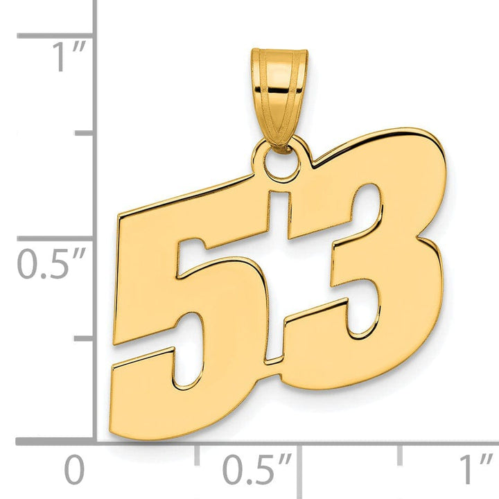 Lovely Rita's Pendants & Charms 14k Yellow Gold Polished Finish Block Script Design Number 53 Charm Pendant