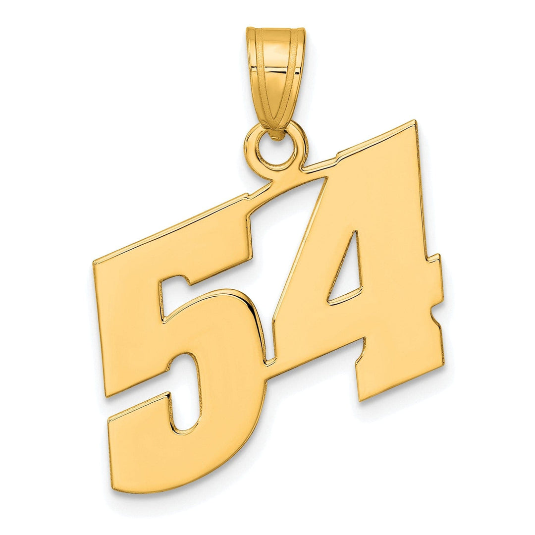 Lovely Rita's Pendants & Charms 14k Yellow Gold Polished Finish Block Script Design Number 54 Charm Pendant