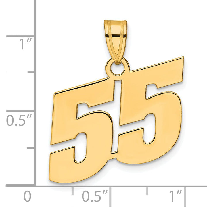 Lovely Rita's Pendants & Charms 14k Yellow Gold Polished Finish Block Script Design Number 55 Charm Pendant