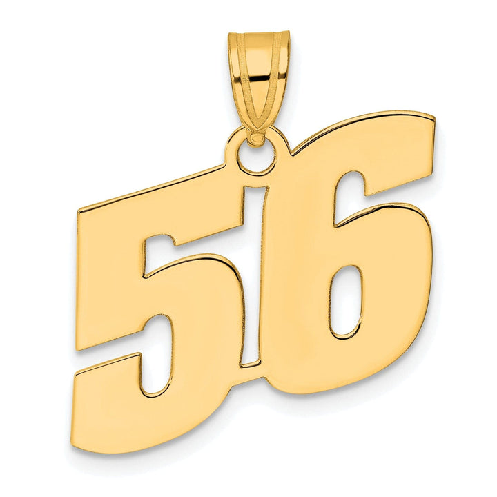 Lovely Rita's Pendants & Charms 14k Yellow Gold Polished Finish Block Script Design Number 56 Charm Pendant