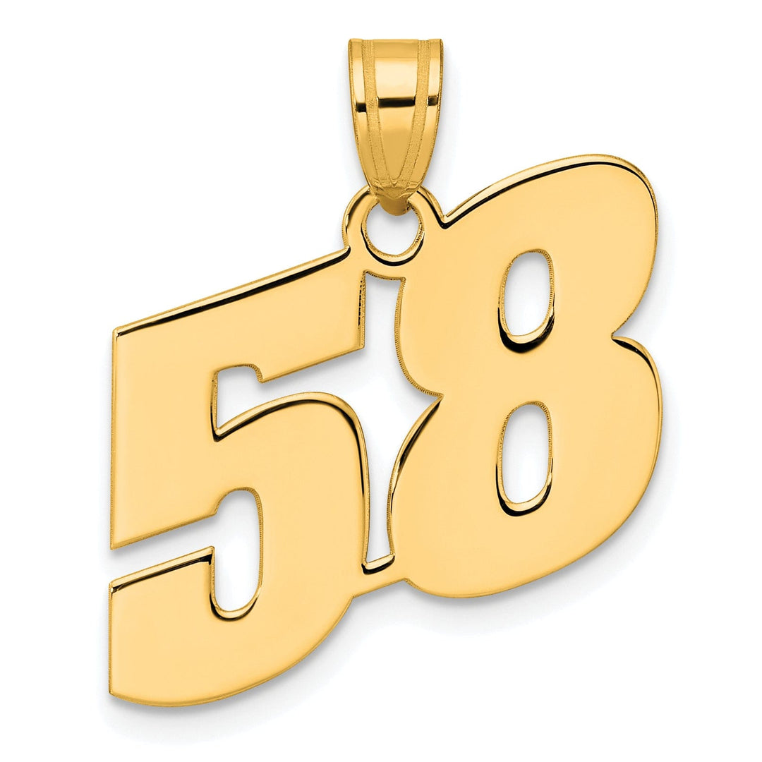 Lovely Rita's Pendants & Charms 14k Yellow Gold Polished Finish Block Script Design Number 58 Charm Pendant