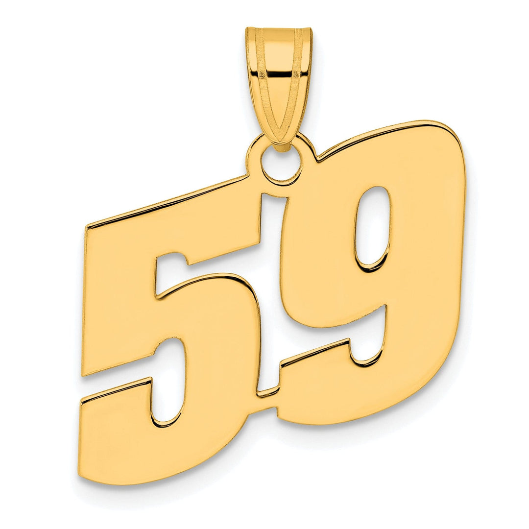 Lovely Rita's Pendants & Charms 14k Yellow Gold Polished Finish Block Script Design Number 59 Charm Pendant