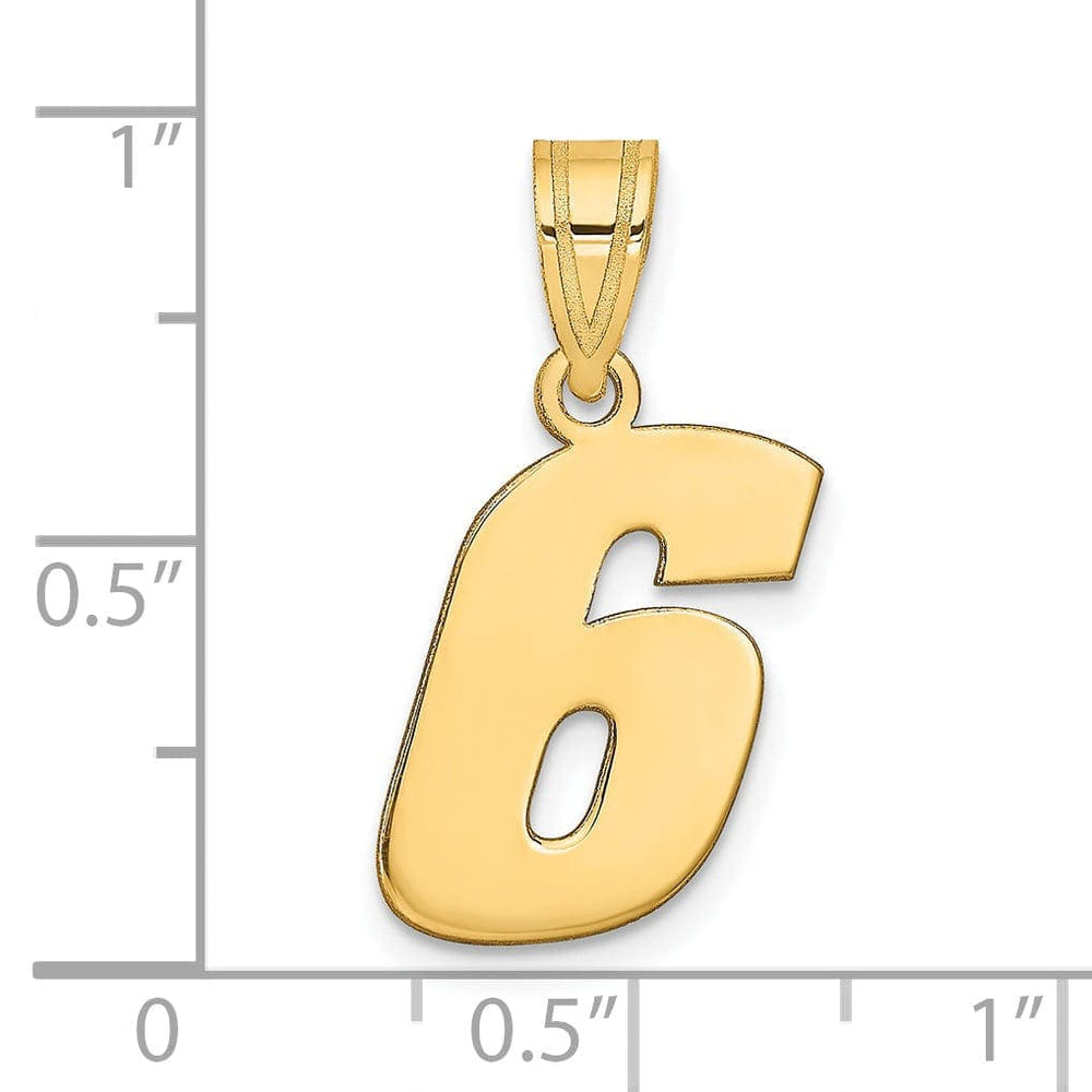 Lovely Rita's Pendants & Charms 14k Yellow Gold Polished Finish Block Script Design Number 6 Charm Pendant