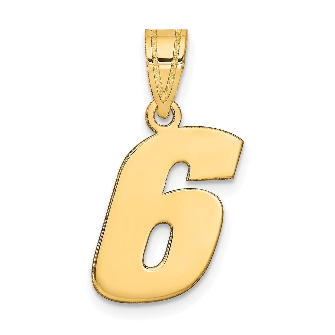 Lovely Rita's Pendants & Charms 14k Yellow Gold Polished Finish Block Script Design Number 6 Charm Pendant