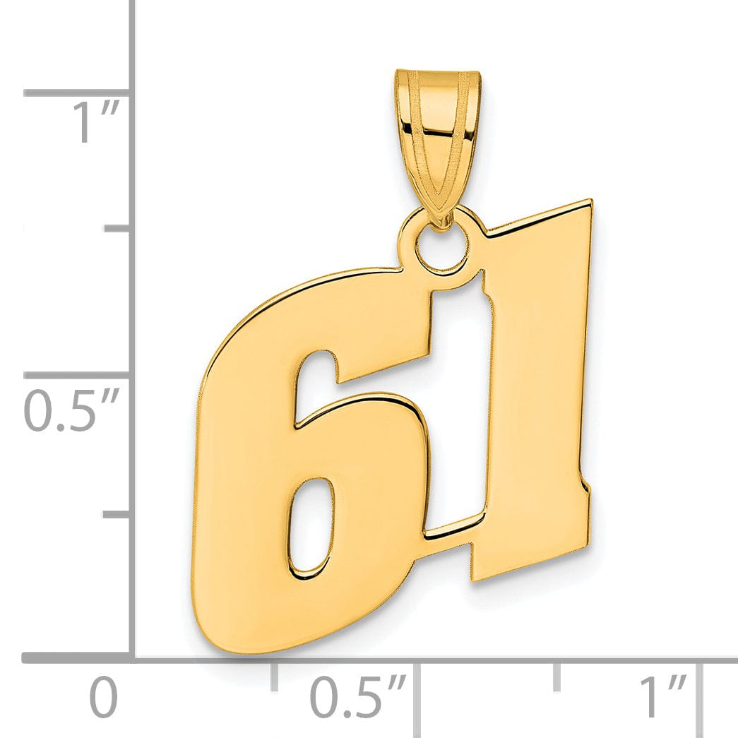 Lovely Rita's Pendants & Charms 14k Yellow Gold Polished Finish Block Script Design Number 61 Charm Pendant