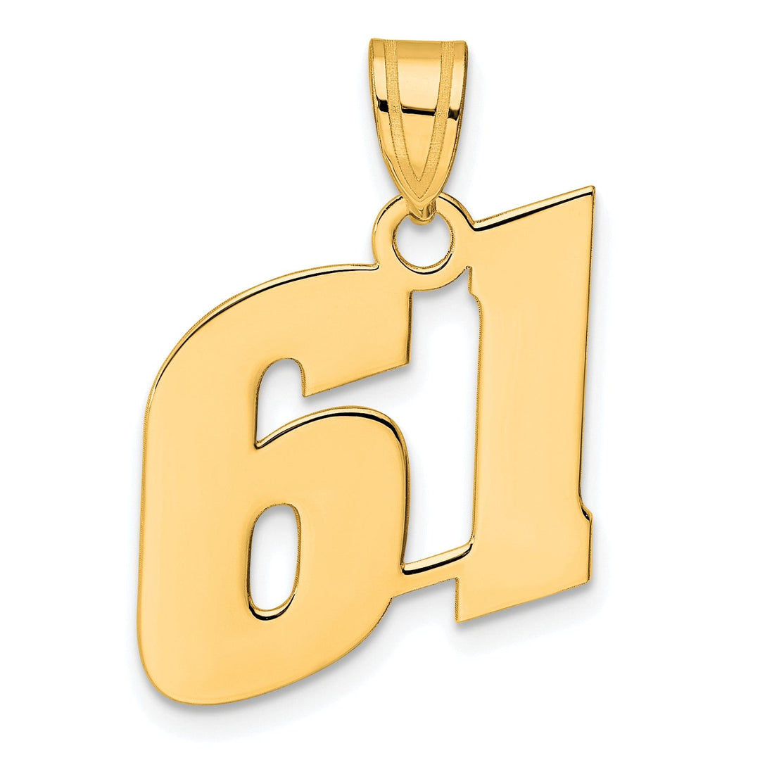 Lovely Rita's Pendants & Charms 14k Yellow Gold Polished Finish Block Script Design Number 61 Charm Pendant