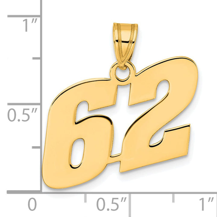 Lovely Rita's Pendants & Charms 14k Yellow Gold Polished Finish Block Script Design Number 62 Charm Pendant
