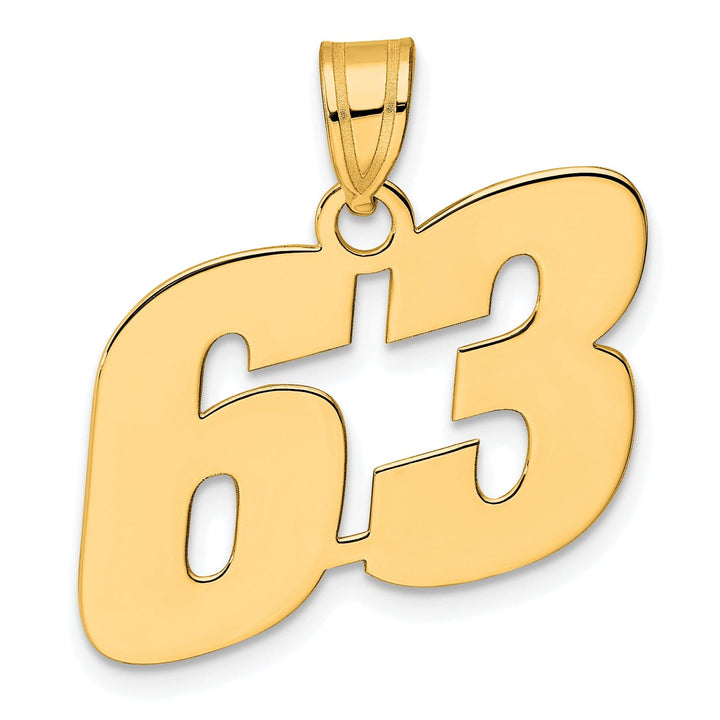 Lovely Rita's Pendants & Charms 14k Yellow Gold Polished Finish Block Script Design Number 63 Charm Pendant