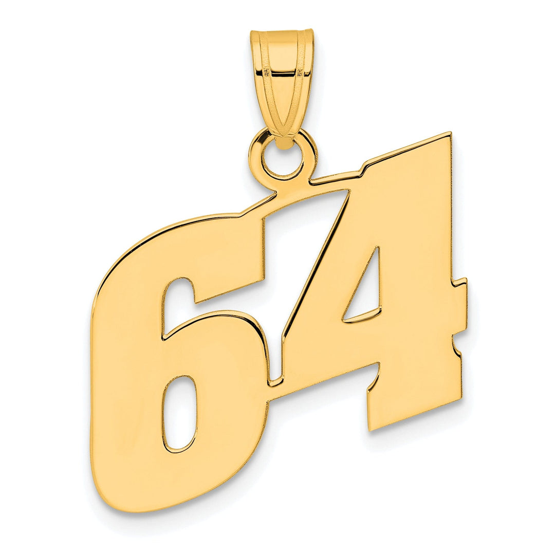 Lovely Rita's Pendants & Charms 14k Yellow Gold Polished Finish Block Script Design Number 64 Charm Pendant