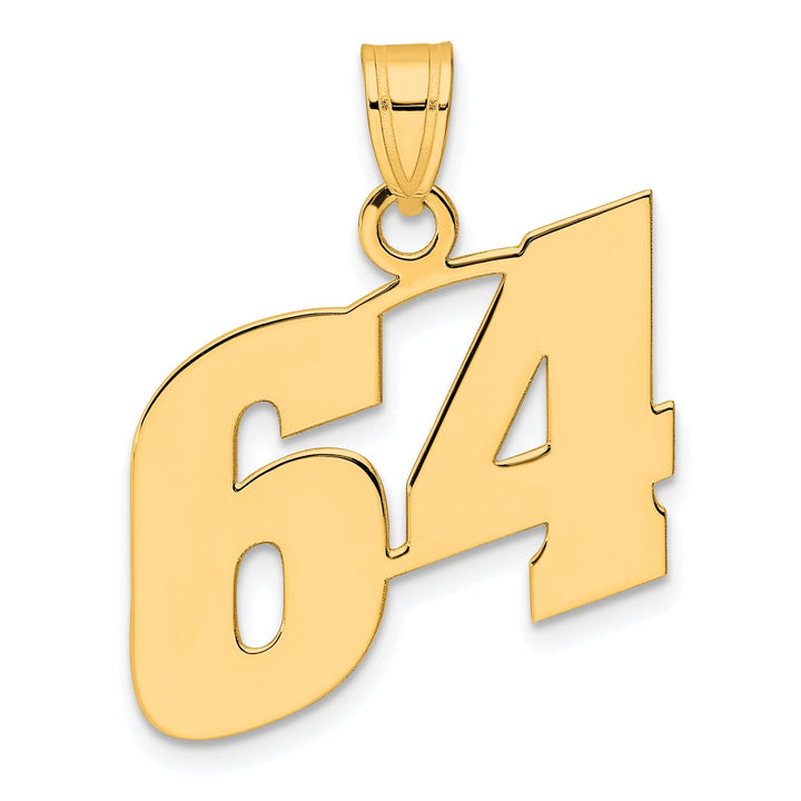 Lovely Rita's Pendants & Charms 14k Yellow Gold Polished Finish Block Script Design Number 64 Charm Pendant