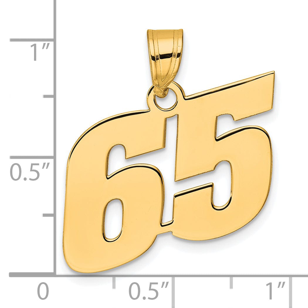 Lovely Rita's Pendants & Charms 14k Yellow Gold Polished Finish Block Script Design Number 65 Charm Pendant