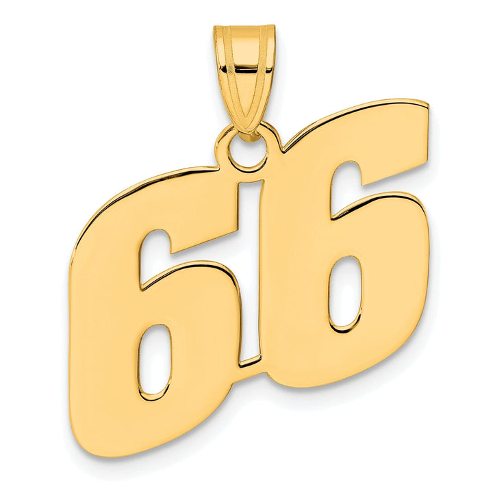 Lovely Rita's Pendants & Charms 14k Yellow Gold Polished Finish Block Script Design Number 66 Charm Pendant
