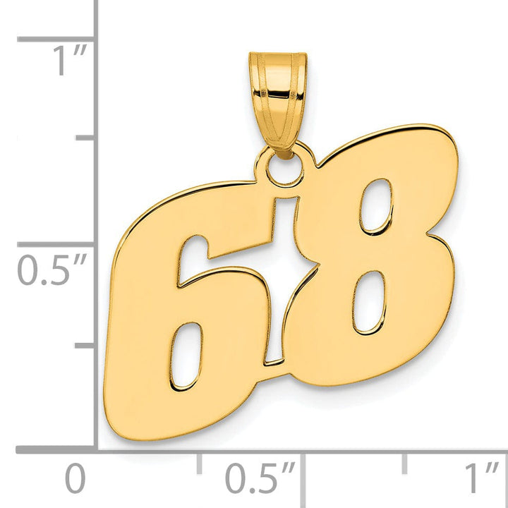 Lovely Rita's Pendants & Charms 14k Yellow Gold Polished Finish Block Script Design Number 68 Charm Pendant