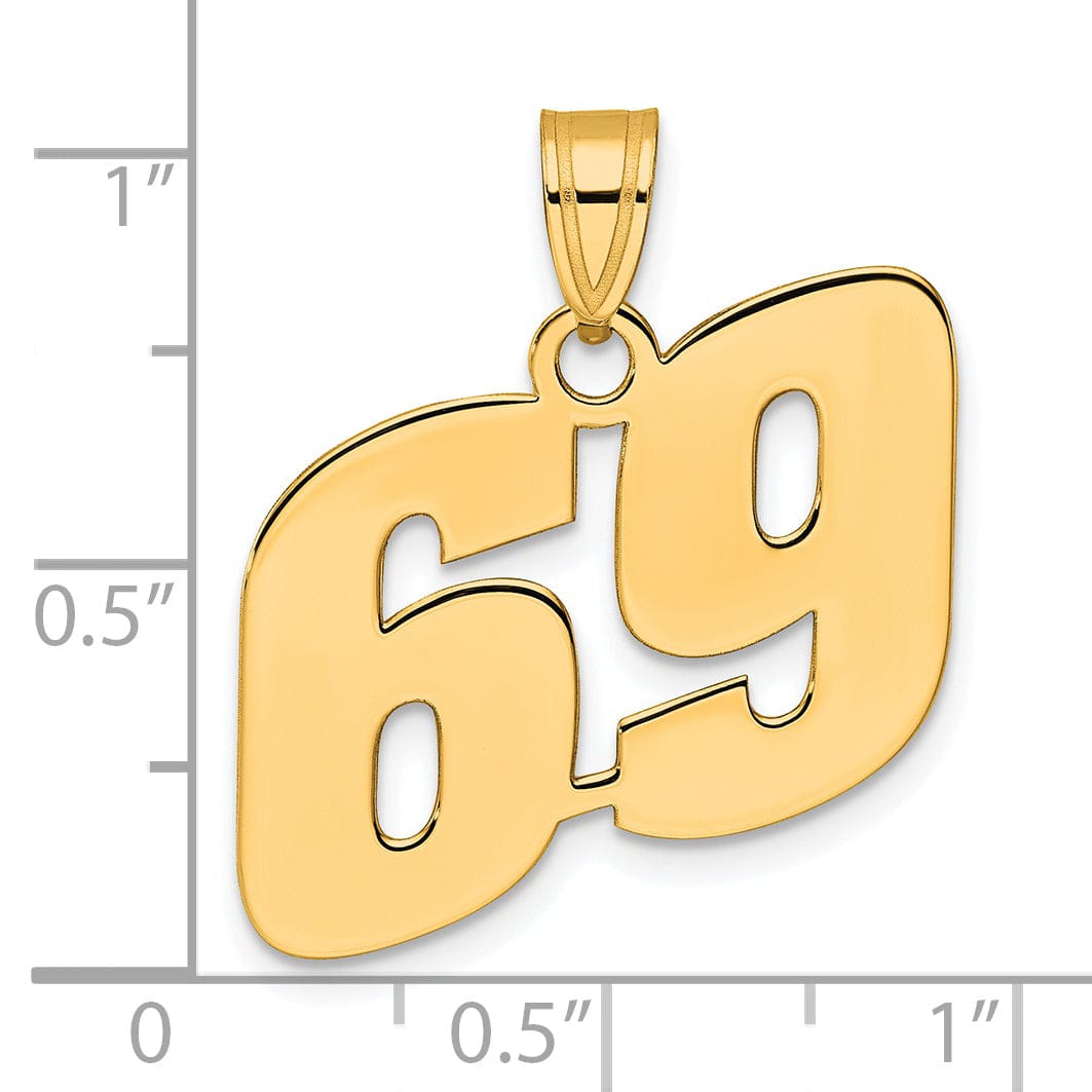 Lovely Rita's Pendants & Charms 14k Yellow Gold Polished Finish Block Script Design Number 69 Charm Pendant