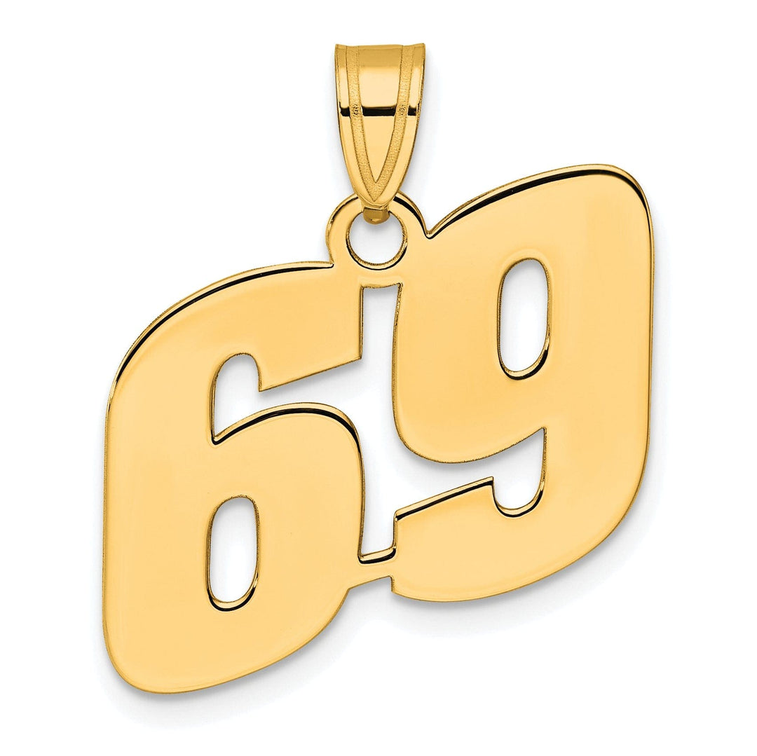Lovely Rita's Pendants & Charms 14k Yellow Gold Polished Finish Block Script Design Number 69 Charm Pendant