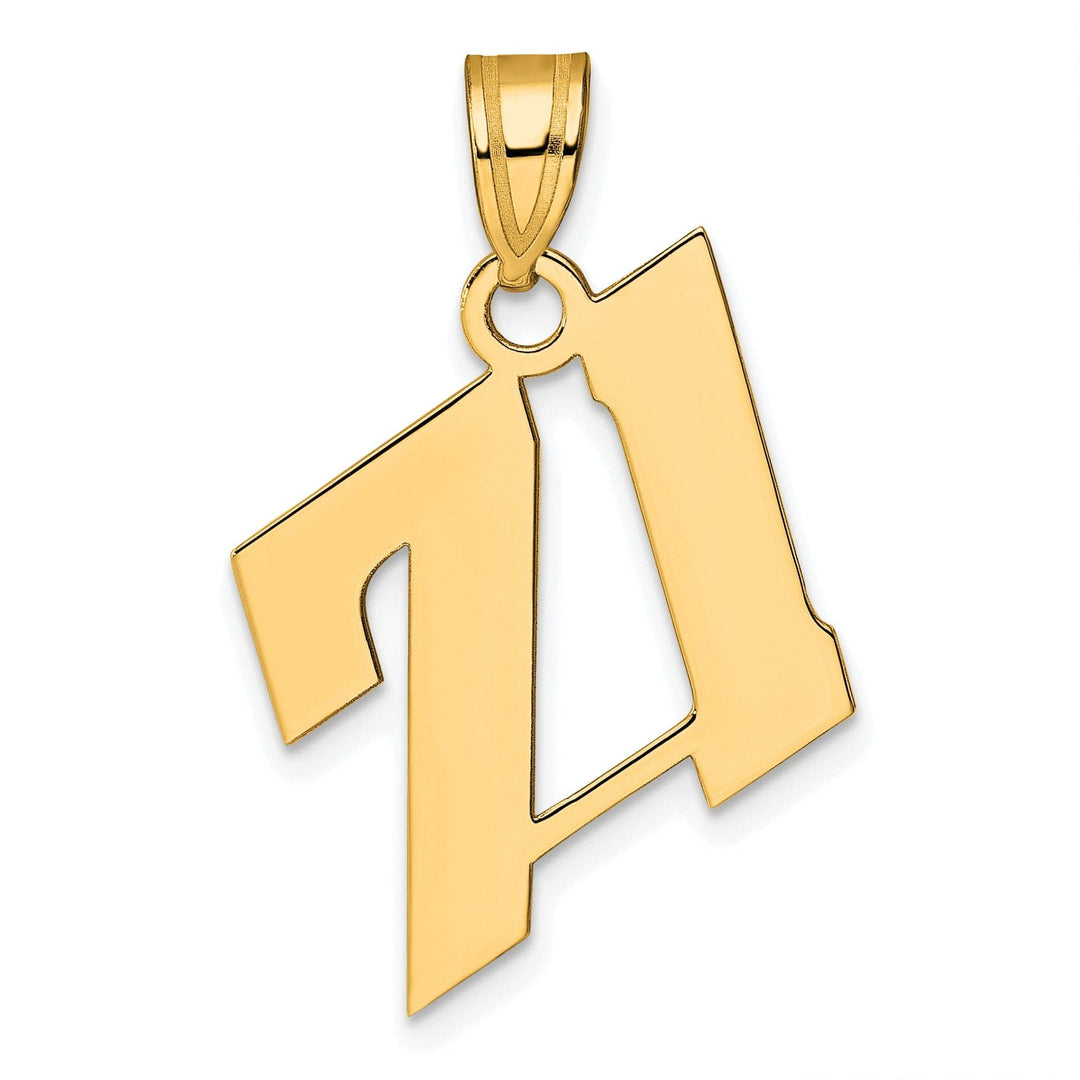 Lovely Rita's Pendants & Charms 14k Yellow Gold Polished Finish Block Script Design Number 71 Charm Pendant