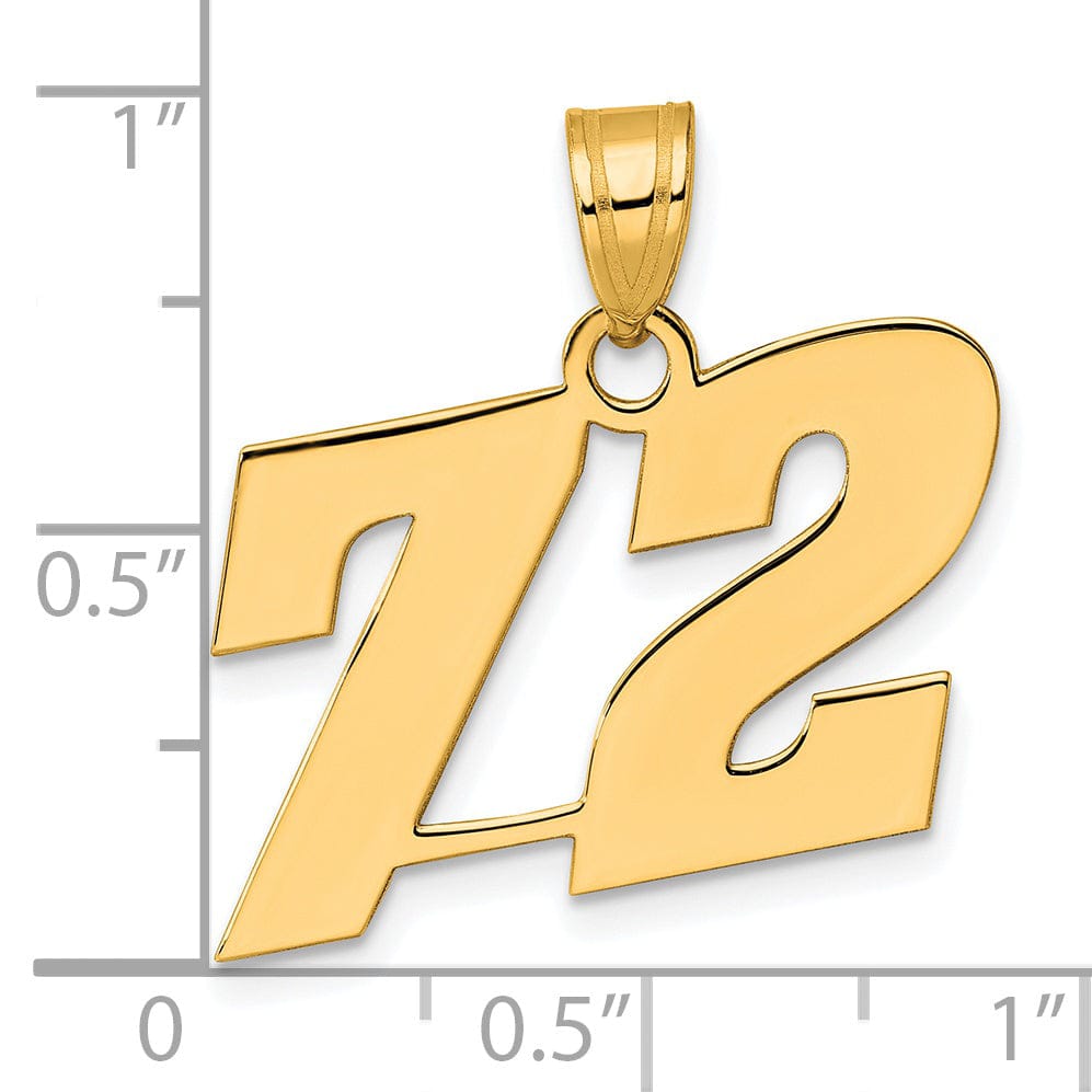 Lovely Rita's Pendants & Charms 14k Yellow Gold Polished Finish Block Script Design Number 72 Charm Pendant