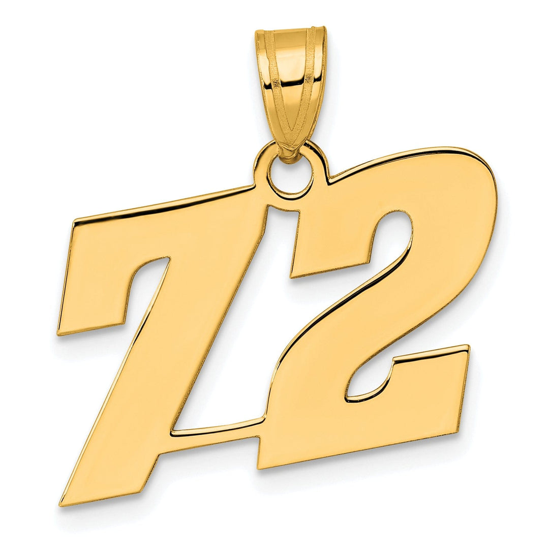 Lovely Rita's Pendants & Charms 14k Yellow Gold Polished Finish Block Script Design Number 72 Charm Pendant