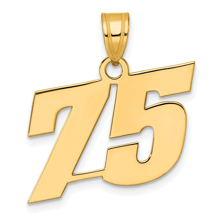 Lovely Rita's Pendants & Charms 14k Yellow Gold Polished Finish Block Script Design Number 75 Charm Pendant