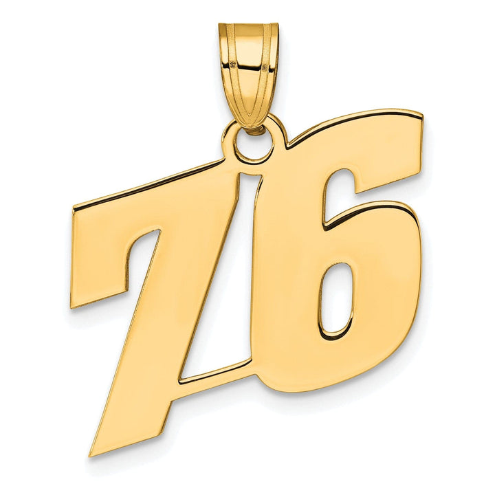 Lovely Rita's Pendants & Charms 14k Yellow Gold Polished Finish Block Script Design Number 76 Charm Pendant
