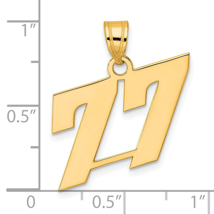 Lovely Rita's Pendants & Charms 14k Yellow Gold Polished Finish Block Script Design Number 77 Charm Pendant