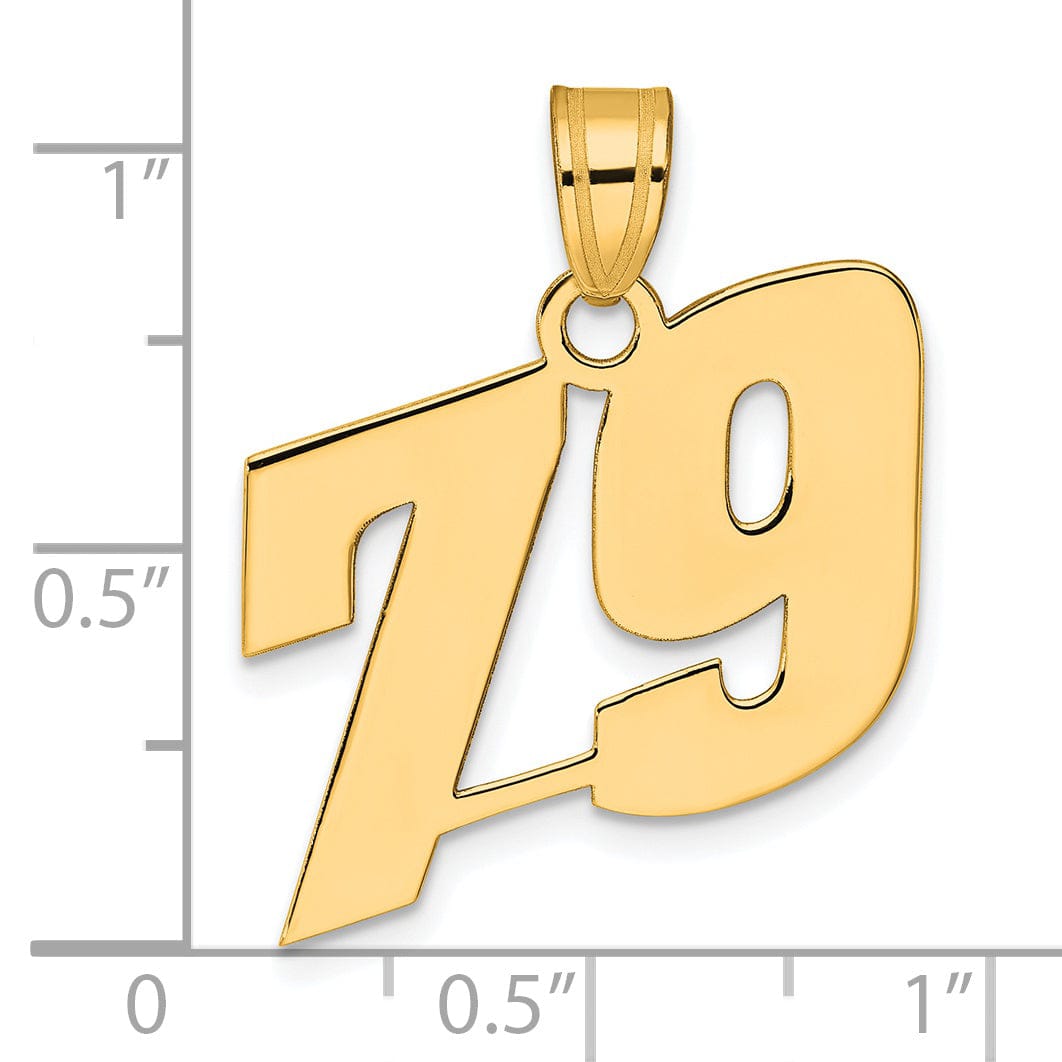 Lovely Rita's Pendants & Charms 14k Yellow Gold Polished Finish Block Script Design Number 79 Charm Pendant