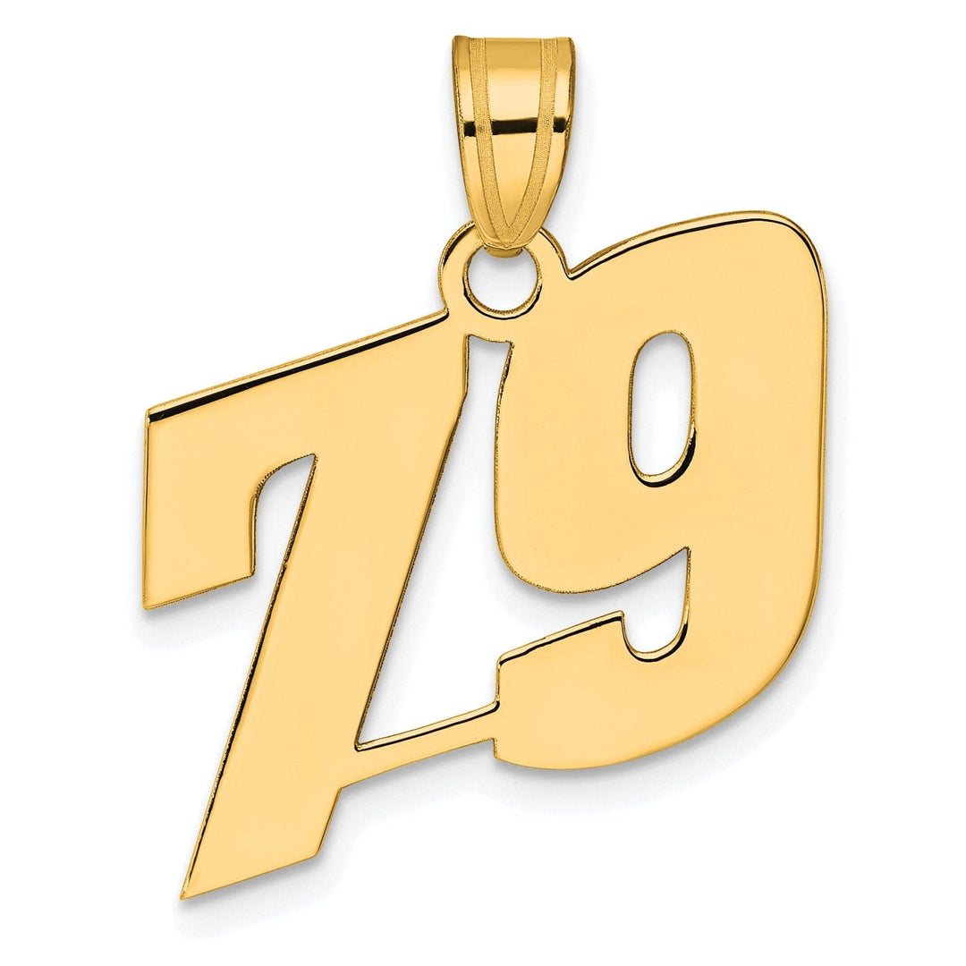 Lovely Rita's Pendants & Charms 14k Yellow Gold Polished Finish Block Script Design Number 79 Charm Pendant