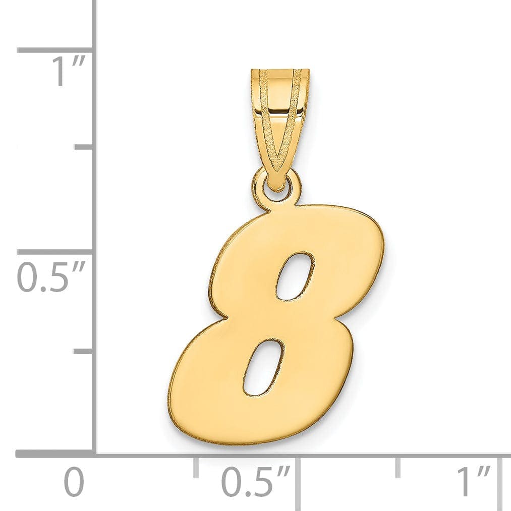 Lovely Rita's Pendants & Charms 14k Yellow Gold Polished Finish Block Script Design Number 8 Charm Pendant
