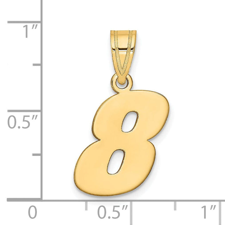 Lovely Rita's Pendants & Charms 14k Yellow Gold Polished Finish Block Script Design Number 8 Charm Pendant