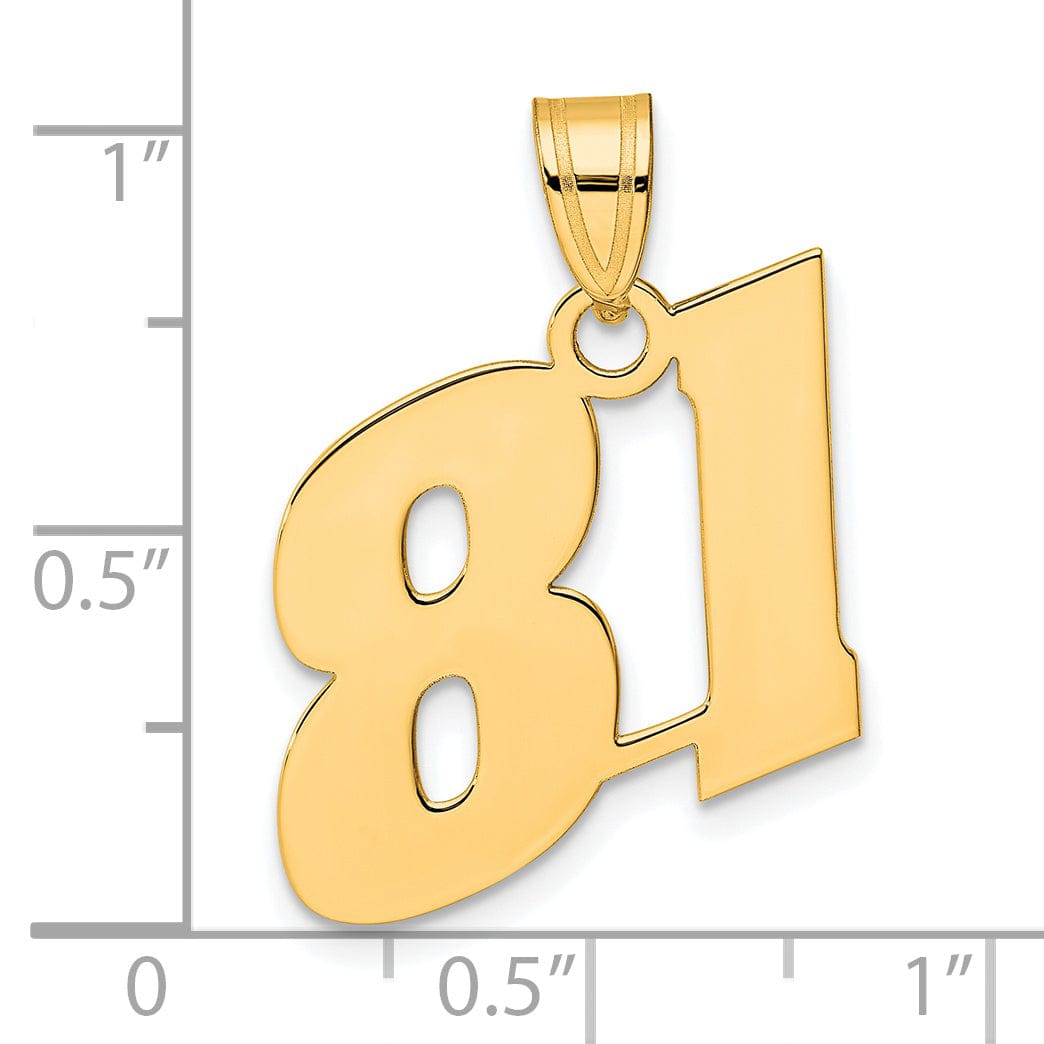 Lovely Rita's Pendants & Charms 14k Yellow Gold Polished Finish Block Script Design Number 81 Charm Pendant